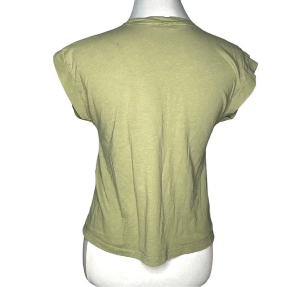 Zara Cropped Short Sleeve TShirt Olive Green Size Small - Picture 7 of 8